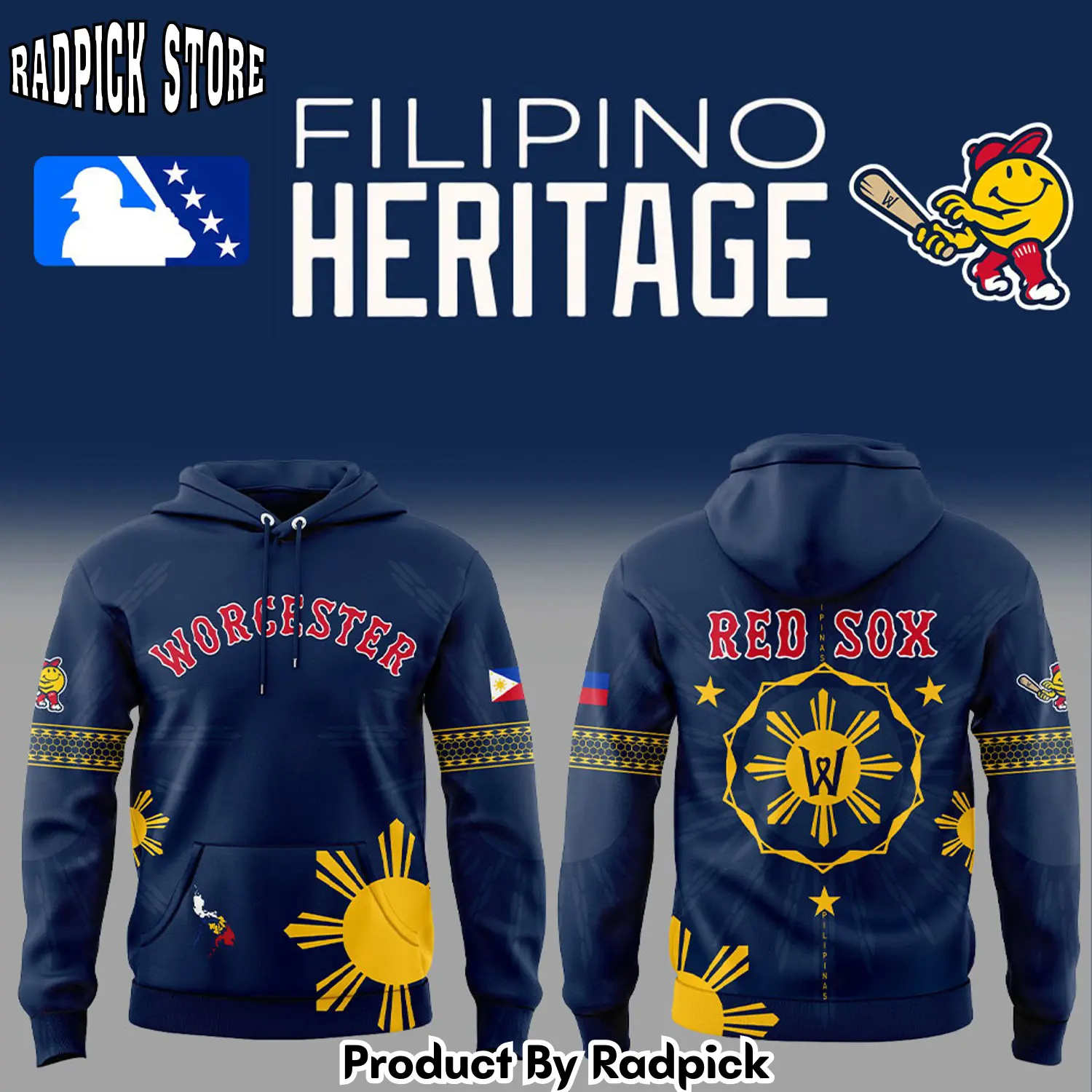 Worcester red sox filipino heritage 3d hoodie rp2914